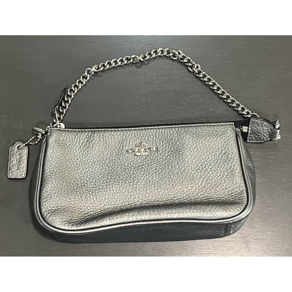 Coach Nolita Wristlet Purse Metallic Silver Chain Strap Y2K Style HTF